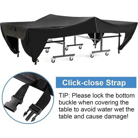 SNQ – Housse de table de ping pong imperméable – Protection contre neige, pluie, UV – Dimensions 280 x 153 x 73 cm – Fixation solide (1/4)