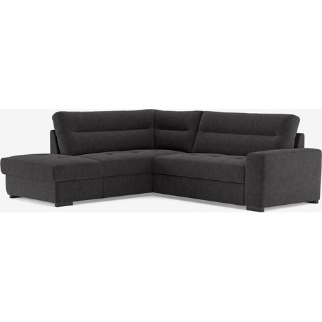 Moderner 3-Sitzer Ecksofa aus Stoff mit linker Ottomane Mello - Schwarz (1/5)