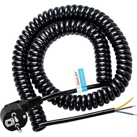 Verlängerungskabel mit Schutzkontakt – 2 m – Spiralstecker – Für den Innenbereich – Schutzart IP20 – 2 m mit Standardstecker (1/5)