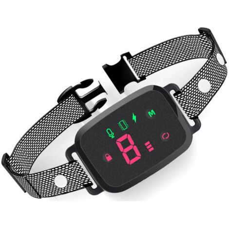 Ce collier anti-aboiements pour chien est un collier de dressage intelligent rechargeable doté d'un écran tactile et de trois modes inoffensifs : stimulation électrique, vibration et signal sonore. I (1/4)