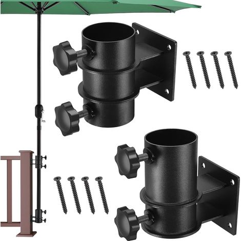 Bardusch - Deck Umbrella Mount, Heavy Duty Patio Umbrella Holder 2PCS，Outdoor Umbrella Stands,Deck Umbrella Bracket Corner Umbrella Clamp for Deck Railing (1/5)