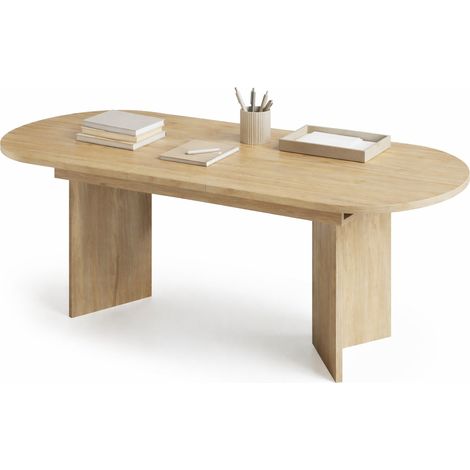 Ausziehbarer Esstisch 160/200 x 90 cm aus MDF in Eichenoptik MODENUIT (1/5)