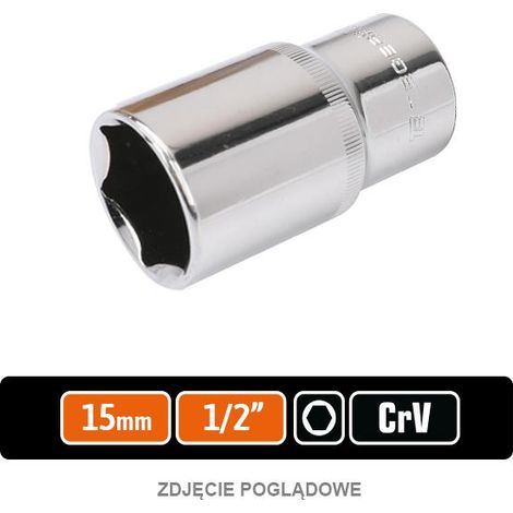 Chiave a bussola 1/2" esagonale lunga 15 mm / teger (1/2)