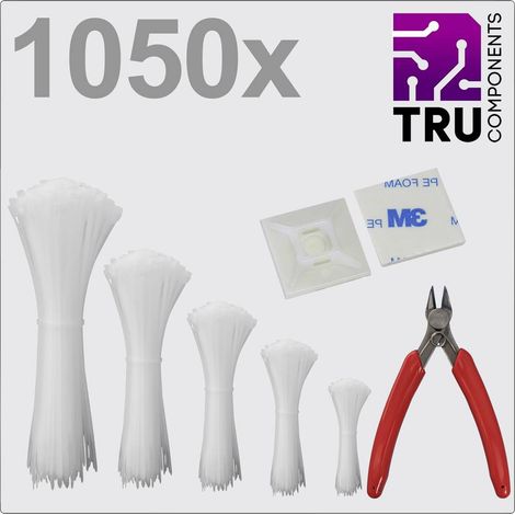 TRU COMPONENTS TC-13377616 T24CA115 Fascetta per cavi Bianco Stabilizzato ai raggi UV 1050 pz.