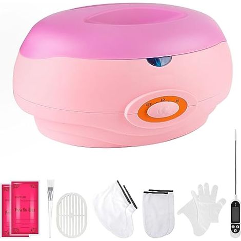 Chauffe-paraffine pour les mains et les pieds 200 W avec accessoires, 900 g de paraffine pour l'arthrose et l'hydratation de la peau, rose