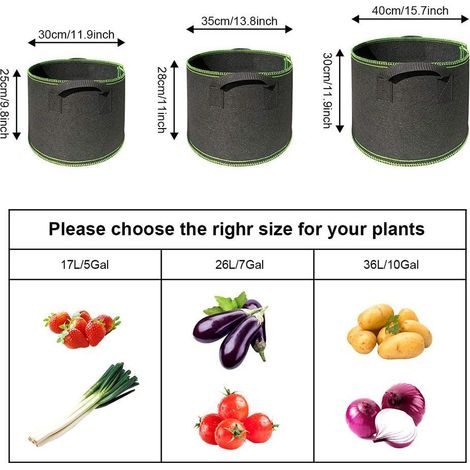 Pflanzsack aus Vliesstoff für Kartoffeln, Gemüsepflanzgefäß, Topf für Balkon, Garten, Karotten, Tomaten, Gemüse (1/5)