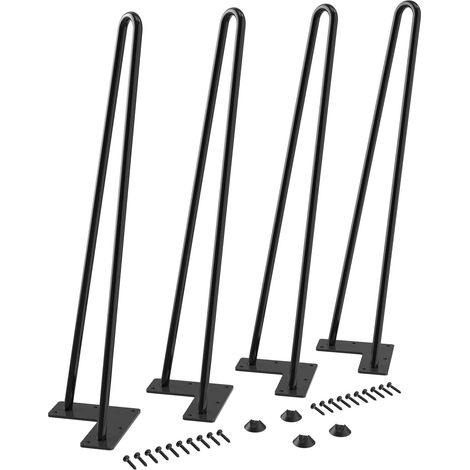 Lot de 4 pieds de table basse en acier avec 2 tiges de 48 cm, Noir (1/5)