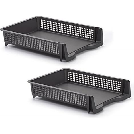 Plateaux à courrier de bureau - Lot de 4 - Format A4 - Anthracite - Plateaux à courrier empilables - Fournitures de bureau - Plastique (1/2)