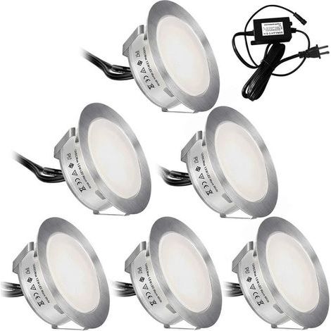 Lot de 6 φ55mm IP67 imperméabilisent la basse tension 12V - lumière blanche-Chrom (1/5)