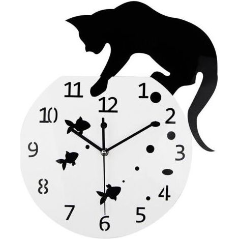 Katzenuhr im Glas-Design, kreative Wanduhr zum Selbermachen, DIY-Heimdekoration, Katze auf Uhr, Wohnzimmerspiegel, 3D-Wanddesign (1/5)