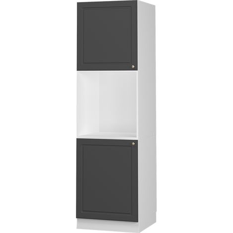 Herdumbauschrank Fame-Line, Anthrazit-Gold Landhaus, 60 cm offen, Vicco