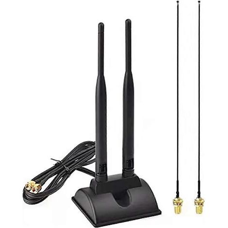 Antenne WiFi double bande 2,4/5,8 GHz avec câble d'extension et connecteur RP-SMA mâle pour adaptateur de carte réseau WiFi et routeur sans fil (1/5)