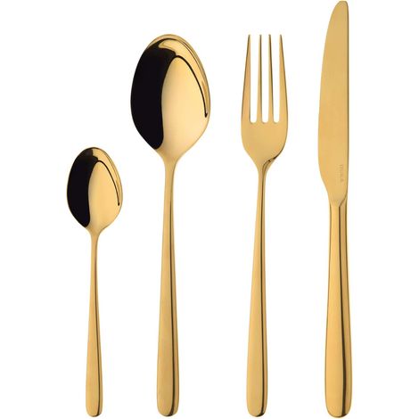 Juego de cubiertos dorados de 24 piezas para 6 personas, acero 18/10, Tropea Duka (1/5)