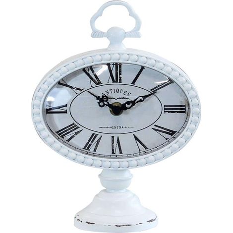 OROLOGIO DA APPOGGIO LUDOVIC TONDO IN FERRO BIANCO 16.5 X 8.5 X H22.5 CM (1/5)