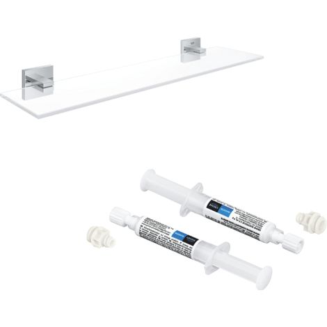 Estante GROHE Start Cube 53 cm cromado + GROHE QuickGlue A2 para acceso con dos placas de fijación (1/2)