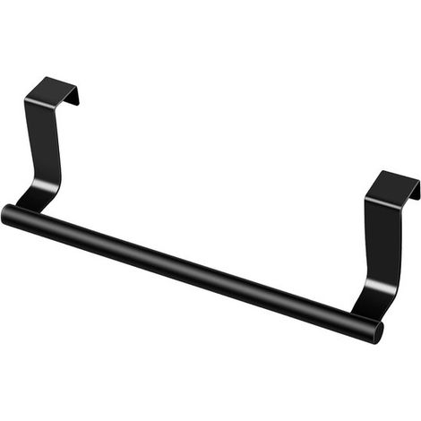 Toallero, toallero sin taladro, puerta, toallero colgante, armario, cajón, toallero, toalla, perchero, estante, 23 cm, negro (1/5)