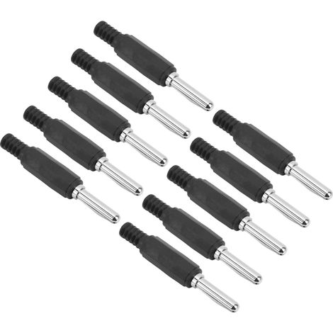 Lot de 10 fiches bananes mâles 4 mm J.10023 en laiton professionnel pour accessoires de sécurité, couleur noire. (1/5)