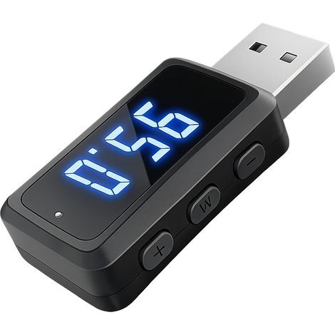 Adattatore Bluetooth 5.3 per auto con trasmettitore FM, ricevitore Bluetooth USB, trasmettitore per chiamate in vivavoce e streaming musicale, nero (1/5)