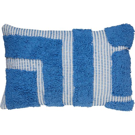 Coussin en coton tufte 38 x 58 cm Poppy Colors bleu (1/3)