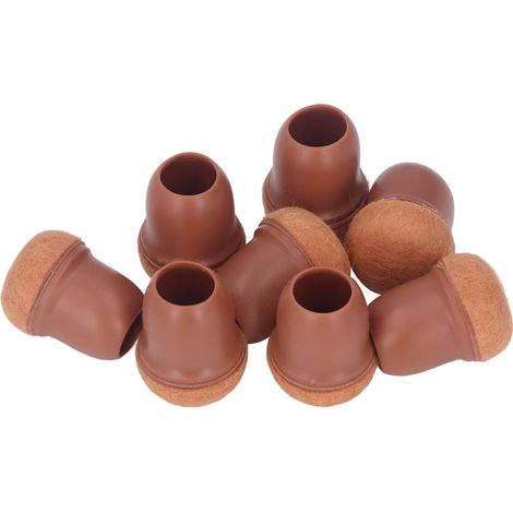 Ensemble de 8 protections de pieds de chaise en TPE pour sols, compatibles avec tables et tabourets, marron, taille S.