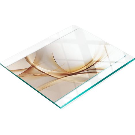 Tablero de vidrio elegante y duradero con estampado de olas abstractas de 60x52 cm.