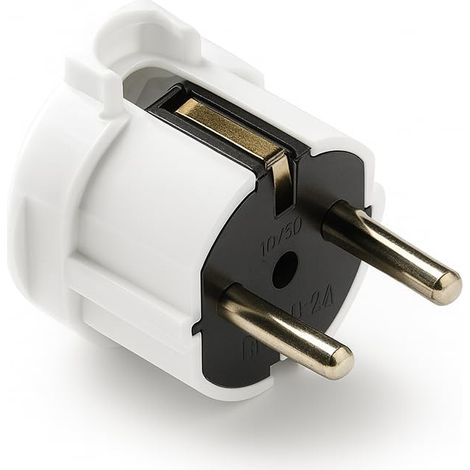 WEBMATEL Clavija Schuko Acodada Salida Lateral TT 16A 250V 4,8mm IP20 3,7kW Blanco (1/5)