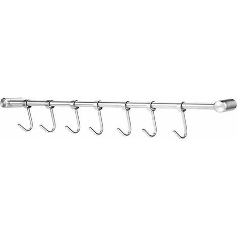 7 Barre de crochet Barre de cuisine Barre de suspension en acier inoxydable 304 Porte-ustensiles de cuisine Porte-pot Porte-gobelet avec crochets Accessoires de cuisine Accessoires de cuisine (1/4)