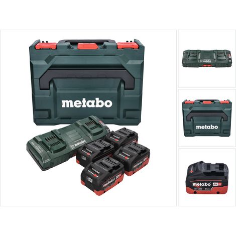 Metabo Basic Kit - 4x baterías LiHD 18 V 5,5 Ah Li-Ion CAS system (685180000) + cargador doble ASC 145 DUO + metaBOX
