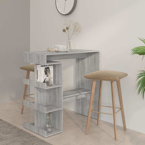 Table haute et étagère de rangement Table de bar - Mange-Debout Sonoma gris 100x50x101,5cm BV191455 - BonneVie (1/5)