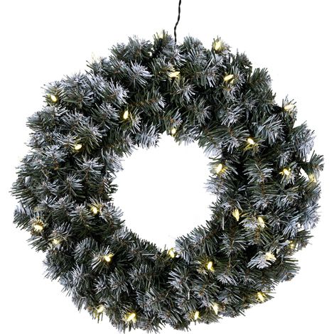 Star Trading Couronne de Noël LED Edmonton de Star Trading, couronne de Noël vert sapin avec détails de neige blanche pour l'intérieur et l'extérieur, blanc chaud, avec câble, Ø : 50 cm, IP44 (1/5)