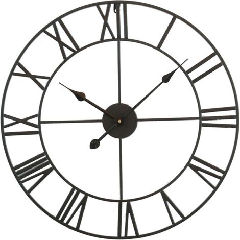 Horloge murale numérique silencieuse de style européen, style bloc, avec aiguilles noires et dorées, en fer forgé. Décoration simple et rétro pour salon. (1/5)
