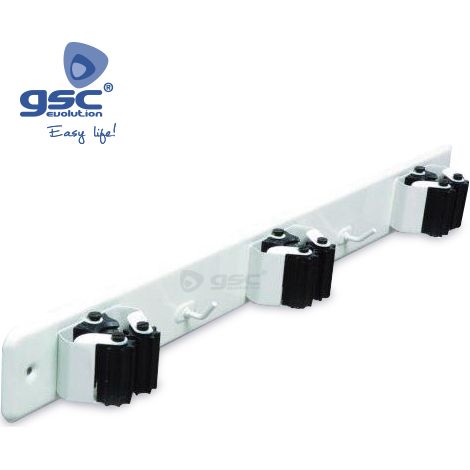 Pinza per scopa tripla in acciaio con rulli in gomma bianca GSC 003803804