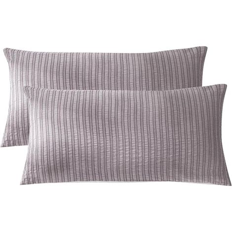Cotton Pillowcase 50 x 70 cm Jacquard Stripes Light Purple (1/4)
