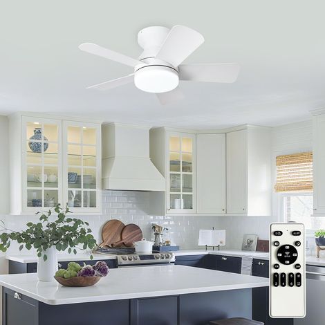 Ventilateur de plafond moderne avec lumière LED - 66cm (26 pouces) noir,silencieux pour chambre,intérieur/extérieur,télécommande avec variateur,montage encastré,5 pales réversibles,6 vitesses,minuteri (1/5)