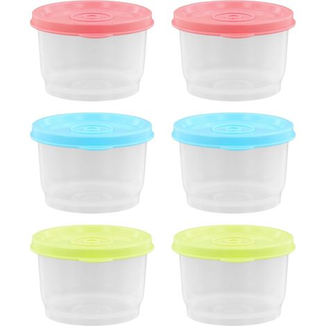 6 mini recipientes redondos de plástico herméticos con tapa, aptos para congelador y microondas, a prueba de fugas. (1/5)