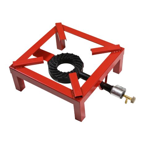 Fornellone a gas STANDARD telaio in acciaio angolare 45 x45 cm bruciatore in ghisa con 140 fori e piedini in acciaio scatolato