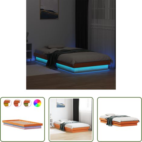 vidaXL Lits LED RVB - Cadre de lit à LED sans matelas 90x200 cm bois massif (1/5)