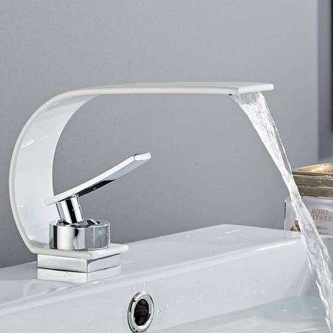 Robinet Salle De Bain, Cascade Robinet Lavabo Corps De Cuivre Design Eau Chaude Et Froide Disponible, Moderne  Poignée Unique Mitigeur Lavabo, Convient Pour Salle Bain Lavabo Et Lavabo