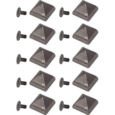 Lot de 20 rivets à vis à pointe carrée en alliage de zinc, style pyramide, pour la réparation de sacs et d'articles en cuir de style punk, couleur canon de fusil (15 mm). (1/5)