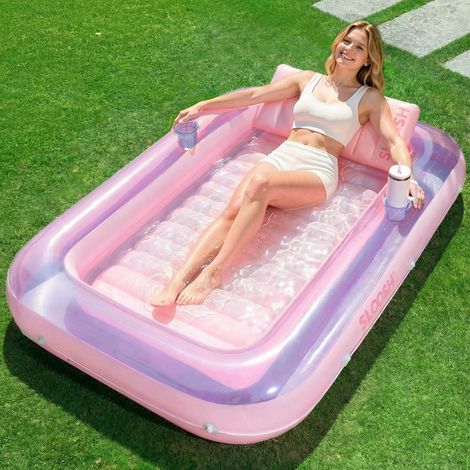Matelas Gonflable 178 x 116 cm pour Piscine, Bain de Soleil pour Adultes, Flotteur de Piscine, Matelas Gonflable pour Adultes, divertissements d'été, fête Aquatique (Fleur Violette)