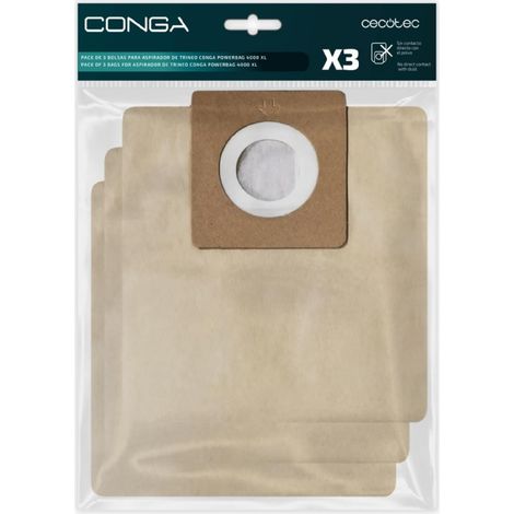 Cecotec Schlittenstaubsauger Set mit 3 Beuteln für Schlittenstaubsauger Conga PowerBag XL (Verbrauchsmaterial) Cecotec
