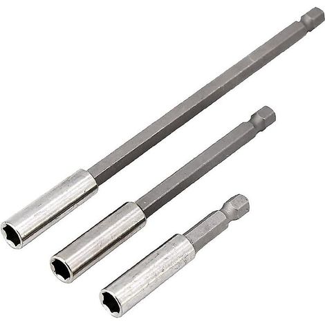 Magnetische Sechskant-Verlängerungsstange für Bohrer (1/4 Zoll), Ersatz-Verlängerungsstange für Bohrer, 6,35-mm-Sechskant-Elektrowerkzeug, 60/100/150 mm, 3-teiliges Set