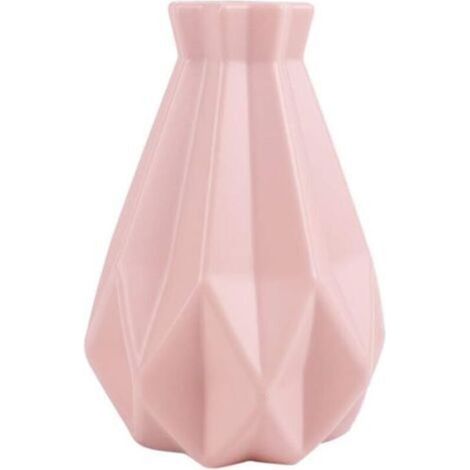 Vase à fleurs géométrique en céramique, vase simple et incassable pour la décoration intérieure (table de salon) - Rose