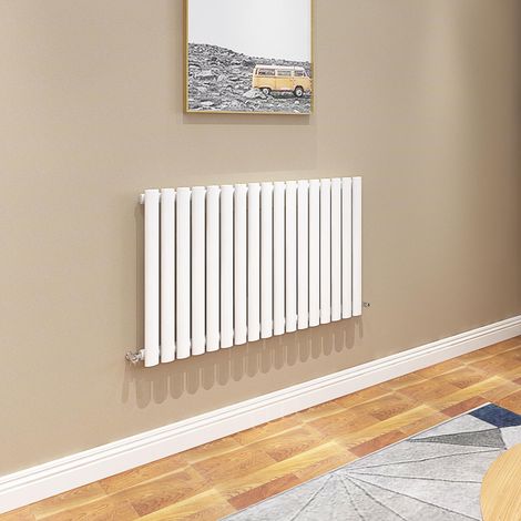 AICA Oval Column Radiator 600x1003mm Central Heating Horizontal Single Stylish Grey White (1/5)