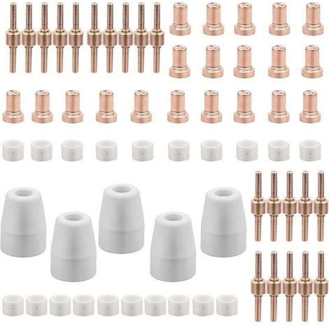 65 Pièces PT31 Consommables Plasma Decoupeur Plasma Parkside Cut 30 40 50 Consommables de Découpeuse Plasma Accessoire Decoupeur Plasma Electrode Tip Buse (1/4)