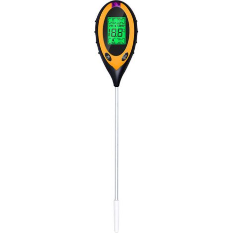 PH-mètre de Sol, testeur d'humidité/lumière/pH/température du Sol 4-en-1 Kits d'outils de Jardinage pour Jardin, Batterie Incluse, jaune