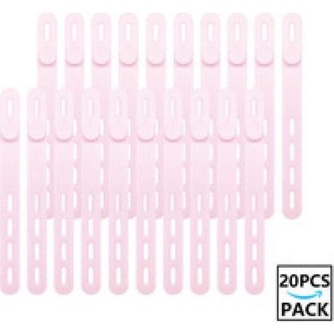 Packung mit 20 wiederverwendbaren und waschbaren Silikon-Kabelbindern mit Verschlussschnalle, verstellbaren Befestigungsbändern, hochelastischem Mehrzweck-Kabelorganisator (rosa)