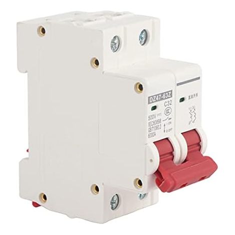 DZ47-63Z Disjoncteur de Sécurité MCB 2P, 500V DC, 32A, Protection Contre les Fuites, Interrupteur d'Air, Capacité de Coupure 6kA (1/5)