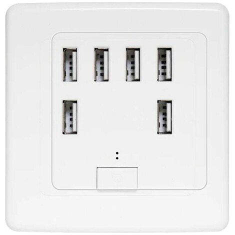 Universal USB wall socket, built-in 6 ports, 220V 4A charging panel, fast charging (1/4)