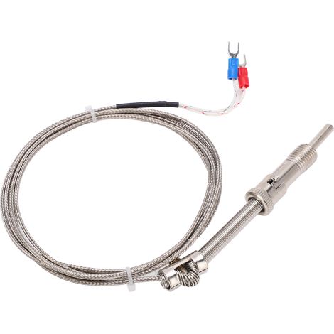 Thermoelement-Sonde Typ K mit Druckfeder, abgeschirmtes Kabel für den Werkseinsatz, 2 Meter lang
